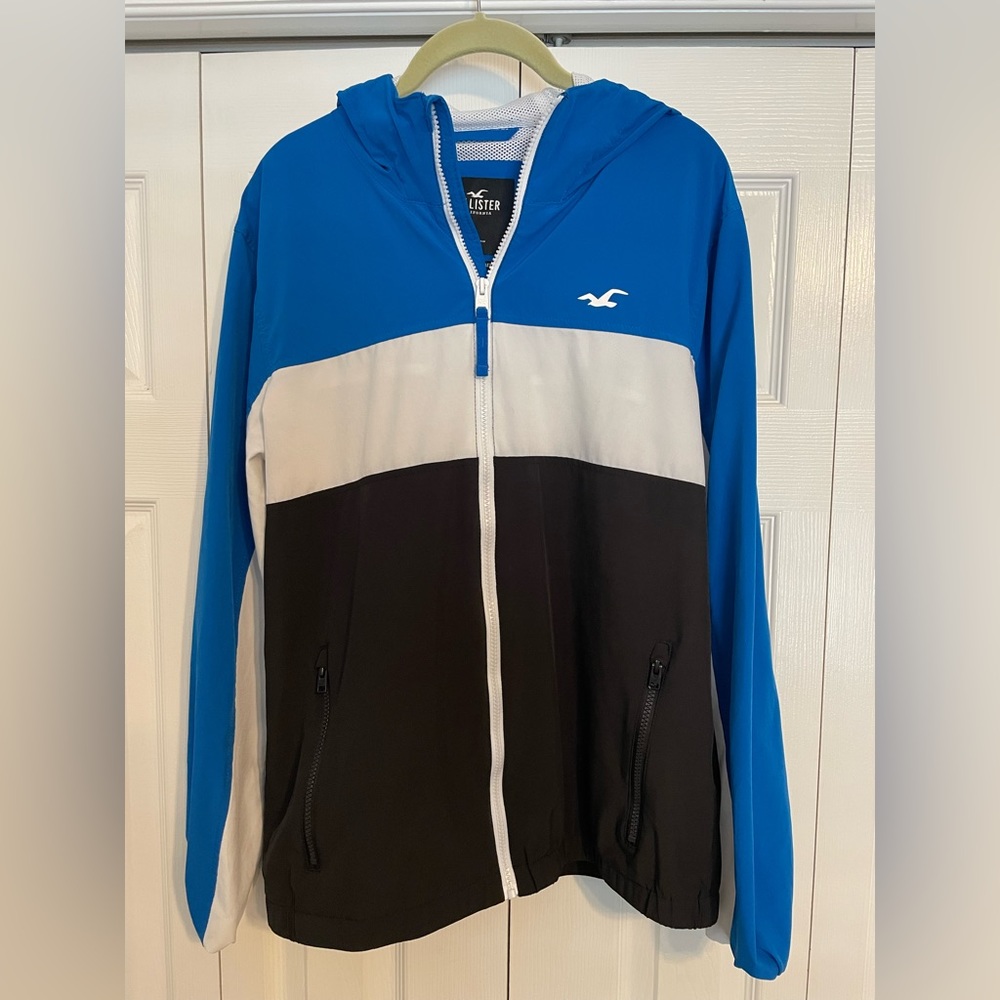 Hollister Epic Flex Windbreaker blue/black/white Size Large